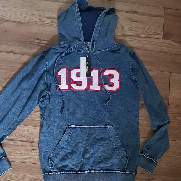 Delta 1913 Chenille Dark Washed Denim Hoodie King Mcneal Women size S - Picture 1 of 3